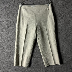 Elie Tahari Women's Size 10 Beige Linen Straight Leg Cropped Pants
